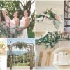 driftwood arch with protea and gum bouquets