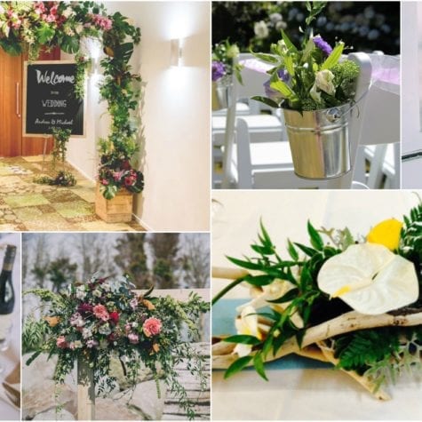 Arch flowers aisle flowers and table arrangement with beach theme